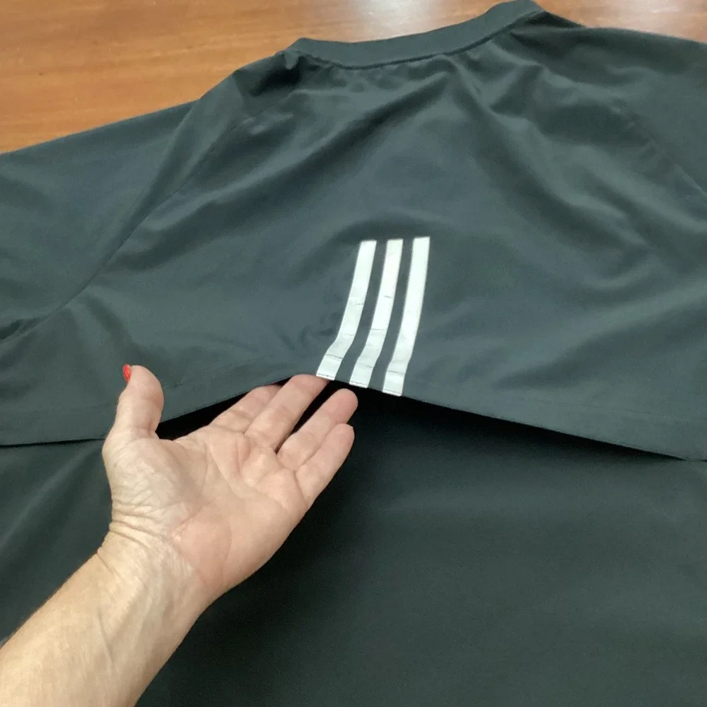 Adidas Mens Black Quarter Zip Short Sleeve Climaproof Vented Jacket Large Sports